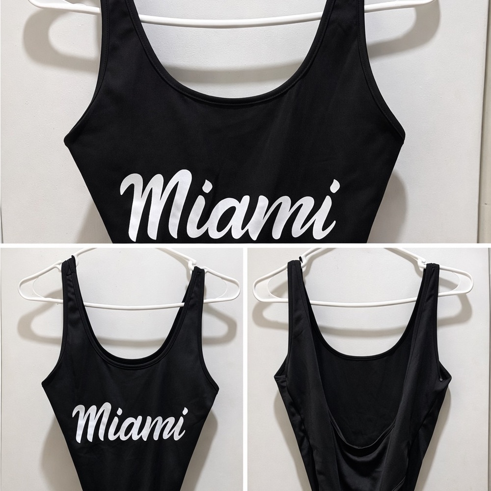Miami Black One-Piece Swimsuit | Size Medium | NEW | High-Cut